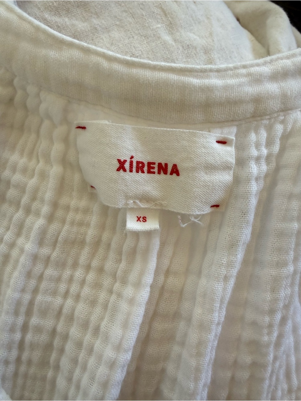 Xirena White Cotton Gauze Button Front Mini Dress XS Belted Made in USA - Picture 4 of 5